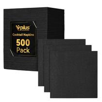 Guardanapos de coquetel Vplus 500, pacote com 500, papel descartável preto de 3 camadas Guardanapos de coquetel Vplus 500, pacote com 500, papel descartável preto de 3 camadas