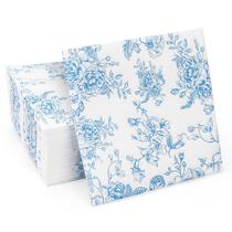 Guardanapos de coquetel YOCHANDA Blue Floral, pacote com 100, papel de 3 camadas