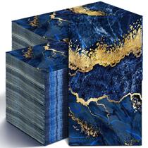 Guardanapos de hóspedes Geyoga, 200 peças de papel descartável de 2 camadas, azul, dourado Guardanapos de hóspedes Geyoga, 200 peças de papel descartável de 2 camadas, azul, dourado