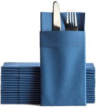 Guardanapos de jantar Moyes Home Navy Linen-Feel 16x16cm, pacote com 50