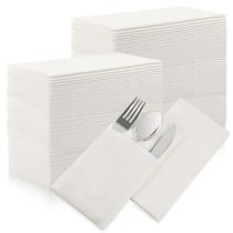 Guardanapos de jantar, papel descartável com toque de linho, pacote com 100 unidades, branco Guardanapos de jantar, papel descartável com toque de linho, pacote com 100 unidades, branco