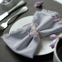 Guardanapos de pano Ayuzawa feitos à mão 100% algodão com franja 45x45cm