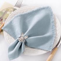 Guardanapos de pano DeZerlor Grey-Blue, algodão e linho, conjunto de 6