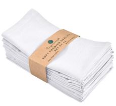 Guardanapos de pano FINGERCRAFT, algodão e linho, pacote com 12, 45x45cm, brancos