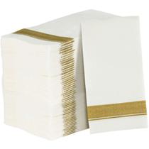 Guardanapos de papel Blue Sky Retangulares em forma de pano branco com ouro 50P Guardanapos de papel Blue Sky Retangulares em forma de pano branco com ouro 50P