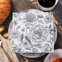 Guardanapos De Papel Com Estampa De Borboleta Rosa Preta Branco 20 Folhas DIY Artesanal Bone Bart