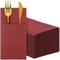Guardanapos de papel cor de vinho Cindeer, 150 unidades com bolso para talheres Guardanapos de papel cor de vinho Cindeer, 150 unidades com bolso para talheres