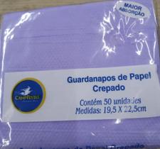 guardanapos de papel crepado Lilás contem 50 unidades medidas 19,5x22,5m - CAMPFESTAS