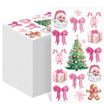 Guardanapos de papel de Natal rosa Janlaugh, 100 peças, 40x33 cm