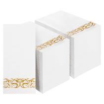 Guardanapos de papel descartáveis BESTVIP de 3 camadas com acabamento dourado, pacote com 200 Guardanapos de papel descartáveis BESTVIP de 3 camadas com acabamento dourado, pacote com 200