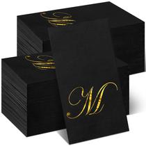Guardanapos de papel descartáveis MotiMind Monogram Preto/Dourado (100)