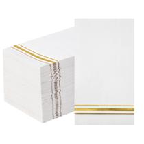 Guardanapos de papel Hunanyume 100 Elegant Dinner 3 camadas branco/dourado