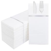 Guardanapos de papel Nervure Silver 100 unidades com bolso para talheres Guardanapos de papel Nervure Silver 100 unidades com bolso para talheres