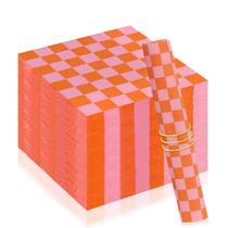 Guardanapos de papel SMAODSGN xadrez rosa/laranja 100 unidades 12,7 x 12,7 cm Guardanapos de papel SMAODSGN xadrez rosa/laranja 100 unidades 12,7 x 12,7 cm