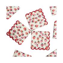 Guardanapos De Papel Vermelho Morango Com Borda Ondulada 25x25cm Para Ação De Graças, Natal,