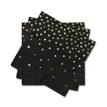 Guardanapos descartáveis Gatherfun pretos e dourados, pacote com 3 camadas e 100 Guardanapos descartáveis Gatherfun pretos e dourados, pacote com 3 camadas e 100