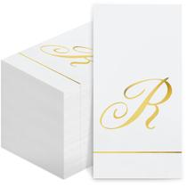 Guardanapos descartáveis Monogram Guest Pasimy 100 unidades Gold Letter