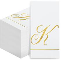 Guardanapos descartáveis Monogram Guest Pasimy, 100 unidades, letra dourada Guardanapos descartáveis Monogram Guest Pasimy, 100 unidades, letra dourada
