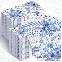 Guardanapos descartáveis para convidados Fuutreo Blue Floral 200 unidades