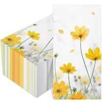 Guardanapos florais para convidados Kisston 100 unidades de flor amarela de 3 camadas Guardanapos florais para convidados Kisston 100 unidades de flor amarela de 3 camadas