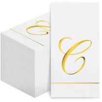 Guardanapos iniciais descartáveis Pasimy Monogram Gold Letter 100 unidades