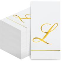 Guardanapos iniciais descartáveis Pasimy Monogram Gold Letter 100 unidades