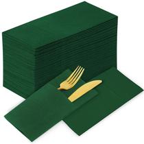 Guardanapos KAMMAK verde escuro descartáveis 16,5 x 16,5 polegadas, pacote com 100