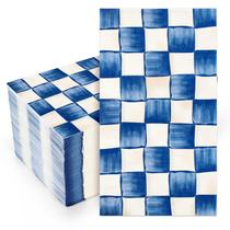 Guardanapos para convidados Jarthena AMCS azul e branco xadrez 100 unidades (20x11 cm)