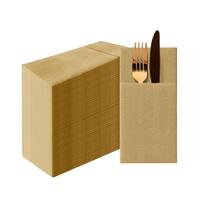 Guardanapos PAW Linen Feel com talheres Pocket Gold 50 unidades Guardanapos PAW Linen Feel com talheres Pocket Gold 50 unidades