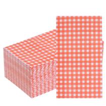 Guardanapos WDF Orange Checkered, 3 camadas, descartáveis, pacote com 150 Guardanapos WDF Orange Checkered, 3 camadas, descartáveis, pacote com 150