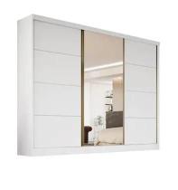 Guardaroupa 1 portas espelhada MDF 6 gavetas Bergamo Branco Bianchi Móveis Guardaroupa 1 portas espelhada MDF 6 gavetas Bergamo Branco Bianchi Móveis