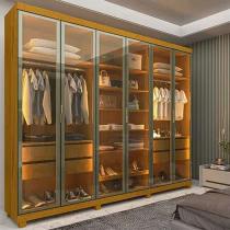 GuardaRoupa Casal 6 Portas com 6 Portas Reflecta com Pés com LED Imperatriz 100 MDF Yescasa Marrom Marrome GuardaRoupa Casal 6 Portas com 6 Portas Reflecta com Pés com LED Imperatriz 100 MDF Yescasa Marrom Marrome