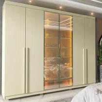 GuardaRoupa Casal 6 Portas com Pés com LED Imperatriz Reflecta 100 MDF Yescasa Off White GuardaRoupa Casal 6 Portas com Pés com LED Imperatriz Reflecta 100 MDF Yescasa Off White