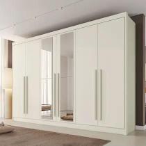 GuardaRoupa Casal Alba Plus 6 Portas 4 Gavetas 100 Mdf com Espelho Off White Mademarques