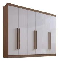 Guardaroupa Casal Ddoro Athos Castanho Off White 6 Portas DDoro Móveis