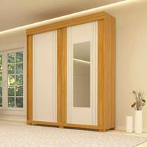 GuardaRoupa Casal Heloisa c/Espelho 2 Portas 3 Gavetas MDF Larg. 1.80m Nature/Off ACP