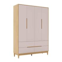 GuardaRoupa Infantil Tomi 4 Portas 4 Gavetas Carvalho com Rosa Quater Móveis em MDF