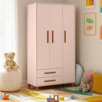 GuardaRoupa Retrô 3 Portas 2 Gavetas com Pés Palito em Madeira Compacto e Estiloso