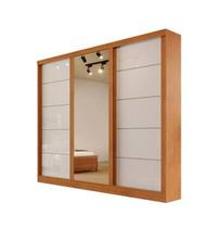 Guardaroupa solteiro espelho 4 gavetas 2,21m Capri Nature Off Bianchi Móveis Guardaroupa solteiro espelho 4 gavetas 2,21m Capri Nature Off Bianchi Móveis