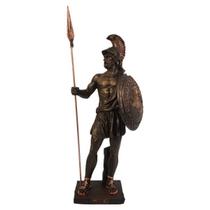 Guerreiro Grego Ajax Grande de Resina cor Bronze com Lança - Hp Decor