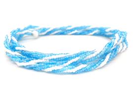 Guia Brajá 3 Fios Trançado Erê Azul e Branco 60 cm Umbanda