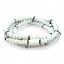 Guia Branca Oxalá Detalhes Prata com Firma Branca 60 cm