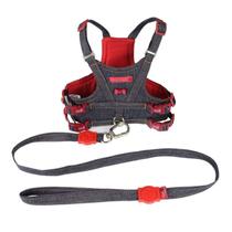 Guia Colete Peitoral Jeans com Vermelho