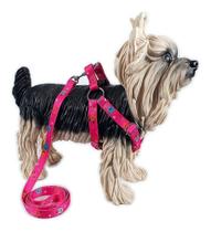 Guia com Peitoral Cães Pequenos Cor ROsa