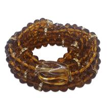 Guia Cristal 147 Contas Mel com Firma Cristal 60 cm Umbanda