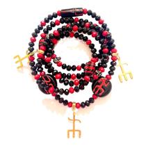 Guia de Exu Marabô Tiriri Veludo Capa Preta em Cristais