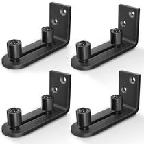 Guia de piso inferior para porta de celeiro EaseLife Black Steel, pacote com 4