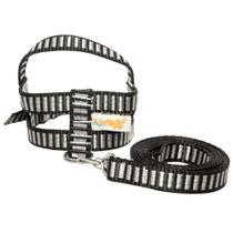 Guia e Peitoral Decorado Nº 1 para Cachorro Pequeno - Nylon e Aço - 100cm Conforto e Segurança Cor:Preto Guia e Peitoral Decorado Nº 1 para Cachorro Pequeno - Nylon e Aço - 100cm Conforto e Segurança Cor:Preto