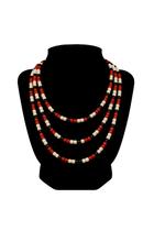 Guia Miçanguinha Preta com Vermelha e Branca Opaca Proteção Força Equilíbrio Espiritual