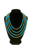 Guia Missangão Amarelo com Azul Claro Opaca e Cristal Prosperidade Doçura Proteção Espiritual